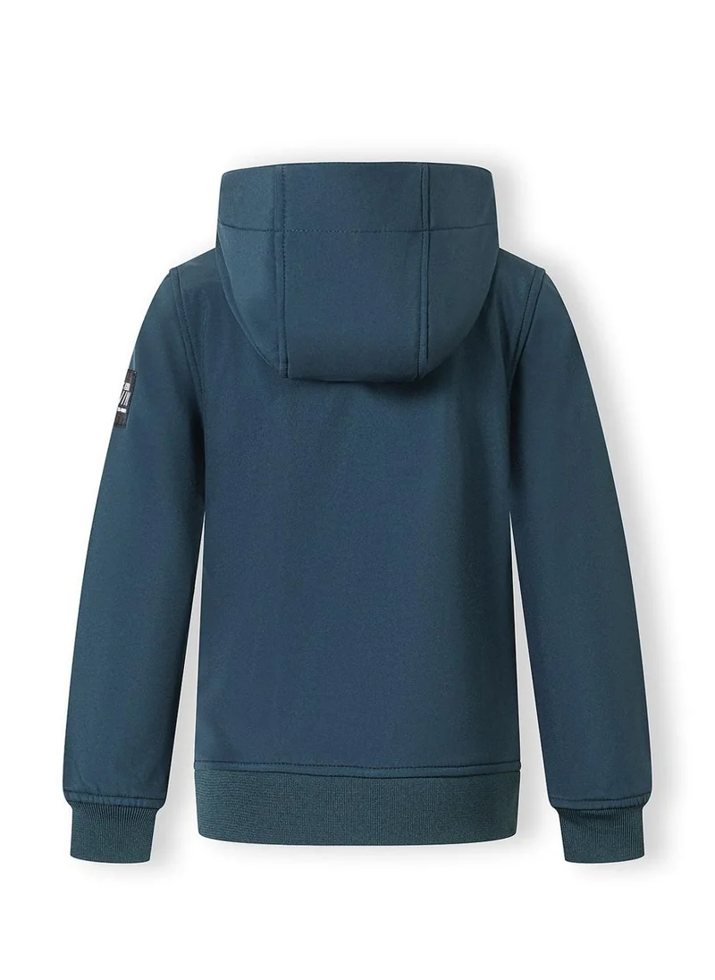 MINOTI Boys teal softshell jacket wind resistant with hood